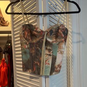 superdown Multicolor Artistic Print Crop Top